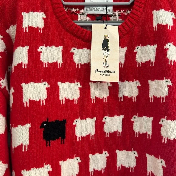 Rowing Blazers Red and White Sheep Sweater - Picture 4 of 7